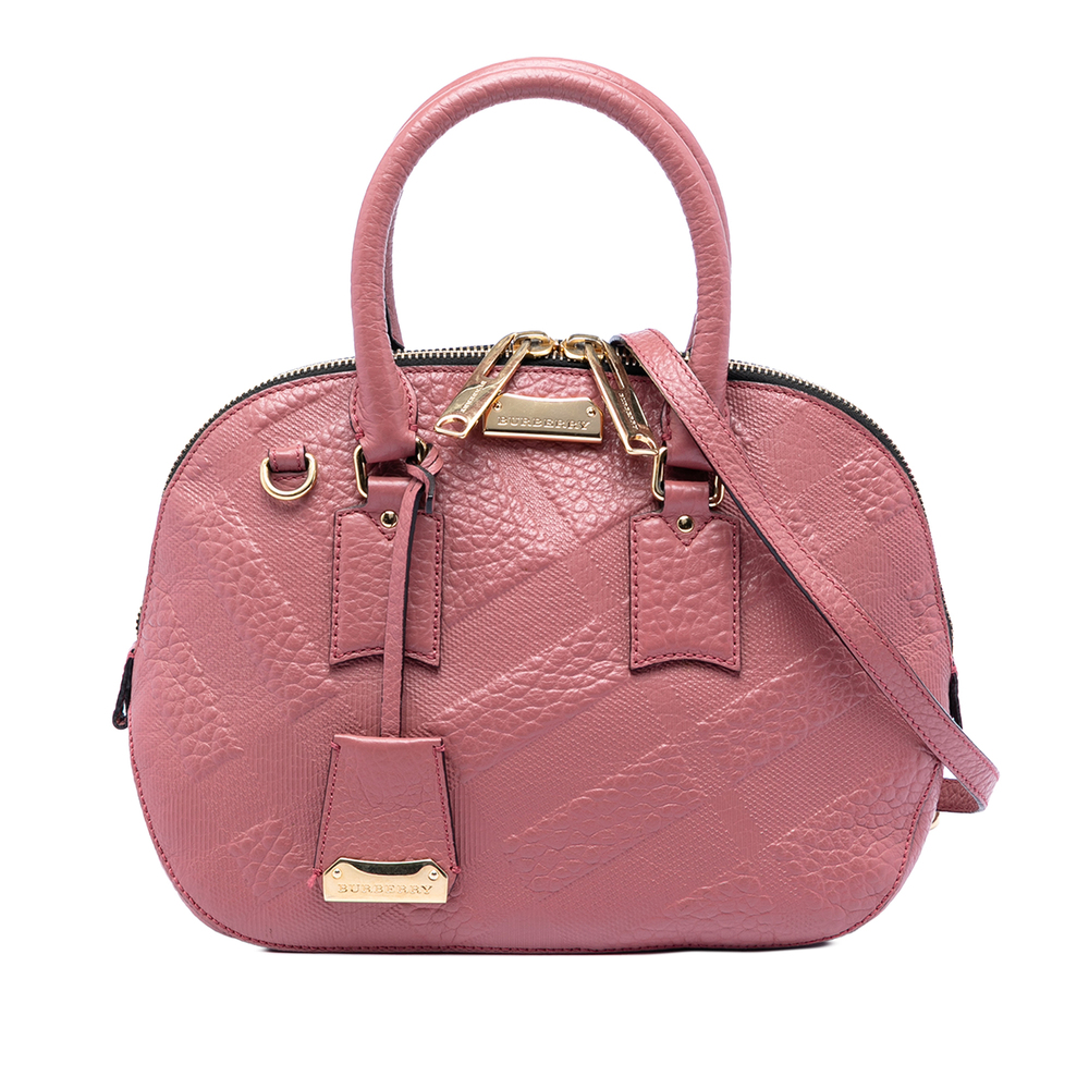 Pre-Loved Burberry Small Heritage Grain Check Embossed Orchard Bowling Bag